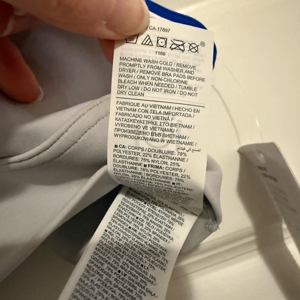 Athleta Breathe Longline Gray & Blue Small Sports Bra NWT Best A-C Cups - Picture 6 of 8